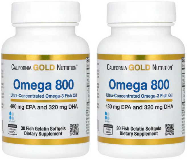 CGN 캘리포니아골드뉴트리션 오메가800 30정 피쉬오일 EPA DHA 1000mg 알티지 오메가3, 2정, 1개