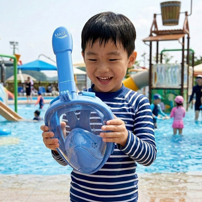메이스 성인용 아동용 풀페이스 스노쿨링 마스크 KC인증, 블루