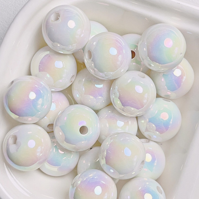 16mm 오색 원형 비즈 볼펜 꾸미기 구슬 파츠 키트 diy 만들기 비즈발 볼꾸재료 볼펜, 16mm 오색 밀키 화이트 원형, 1개