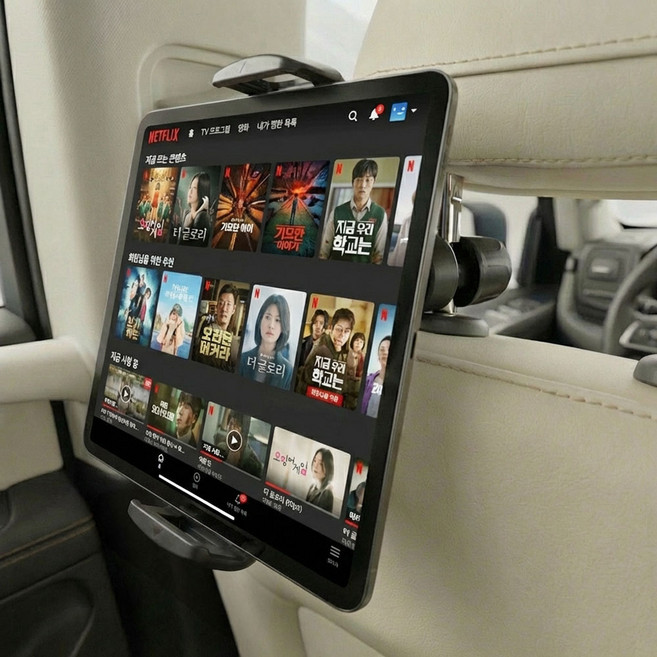 세이보링 차량용 뒷좌석 헤드레스트 태블릿 스마트폰 거치대, 블랙, 1개