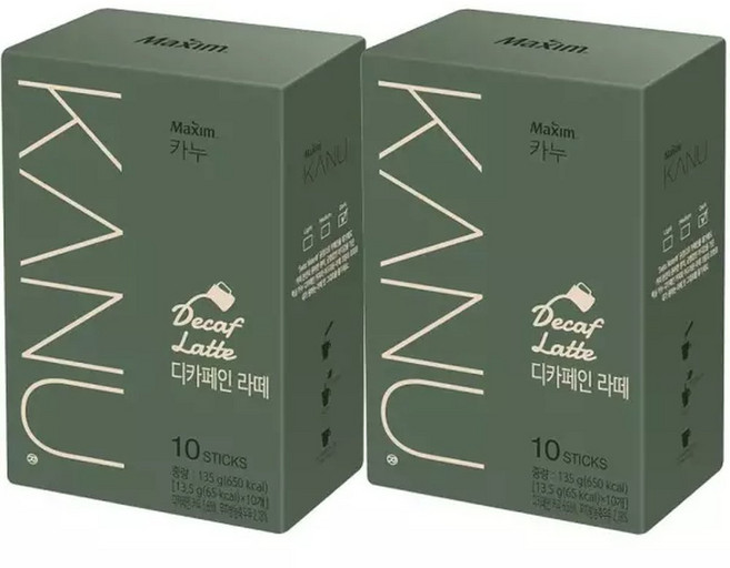 디카페인 카누 라떼 x 2개) 20T (10T, 135g, 20개입, 2개