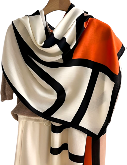 쁘띠엘라 명품스타일 롱스카프 사계절 머플러, 오렌지, 1개