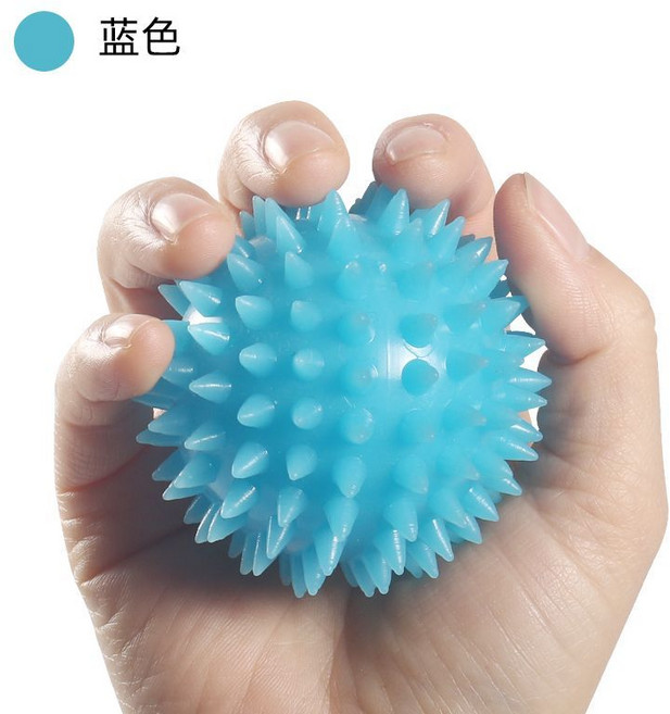 復健握力球 手部按摩 訓練捏力器 5LB 握力球, 神經感覺刺球藍色 × 1個