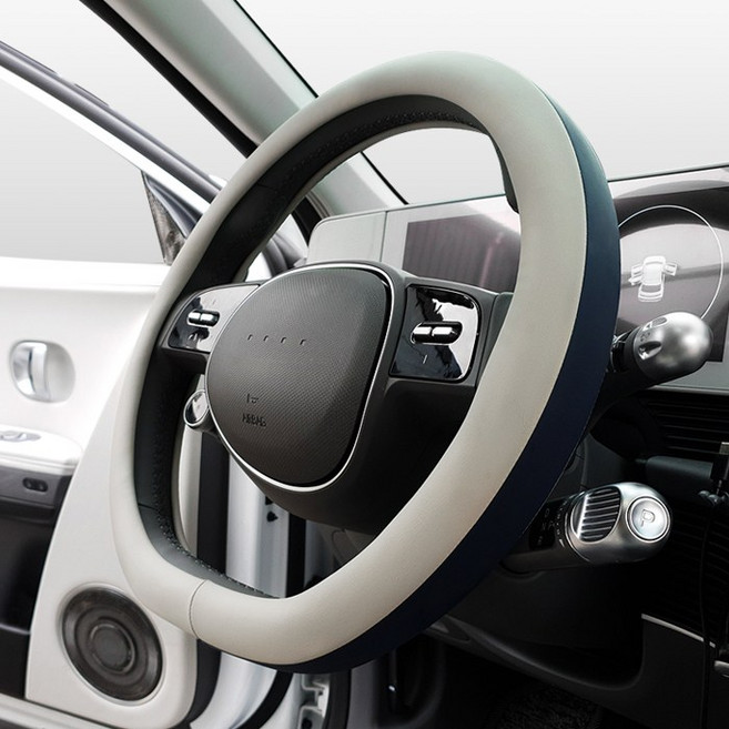 카프트 투톤 핸들커버 원형 D컷 가죽, 그레이