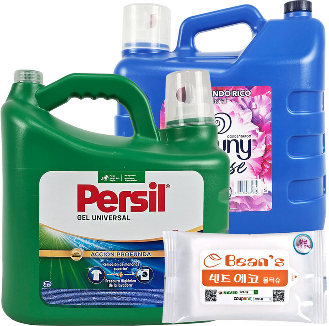 퍼실 유니버셜 세제 드럼 일반 겸용 10L + 다우니 섬유유연제 아로마플로럴 8.5L + 빈즈물티슈10매, 1개