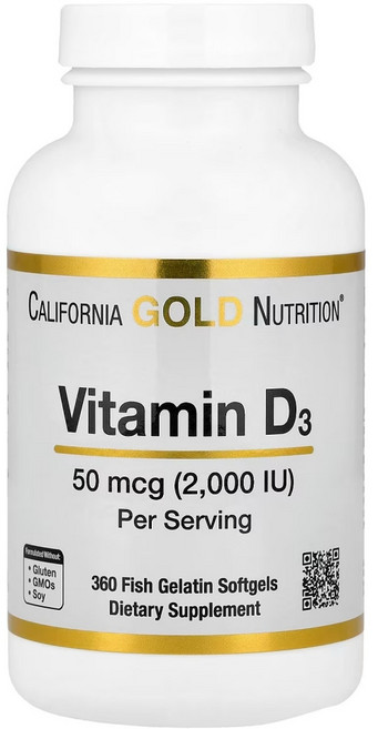 California Gold Nutrition Vitamin D3 2000IU 360정, 1개