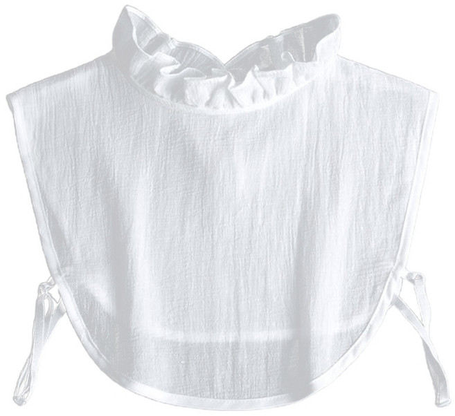 여성 스탠드 러플 페이크 칼라 셔츠 액세서리 할로우 아웃 키홀 넥타이 디키 탈부착 화이트 풀오버 하프 블라우스