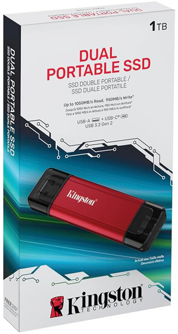 金士頓 Kingston Dual Portable Solid-State Drive 1TB USB-A/C 隨身碟, 1個
