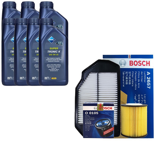 제네시스DH(G380) 3.8 가솔린 아랄 수퍼트로닉 K 5W30 7L 엔진오일 필터 세트 0105-2657, 1개
