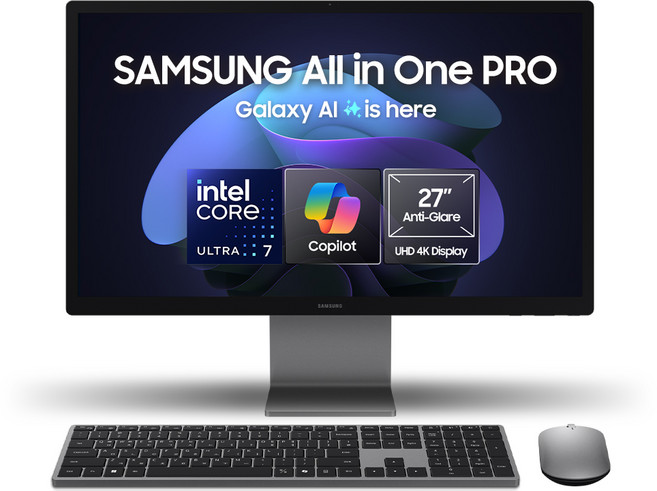 삼성 올인원 프로 DM970AGA-L71AR 14세대 울트라7 4K UHD 27인치(68.6cm) 일체형PC 올인원 컴퓨터, 그레이, 올인원 Pro, 512GB, 16GB, WIN11 Home