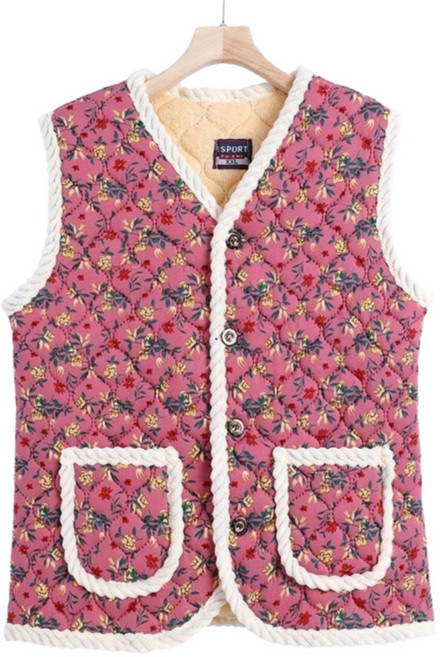 온리코 레트로 할머니 촌캉스 양털 조끼