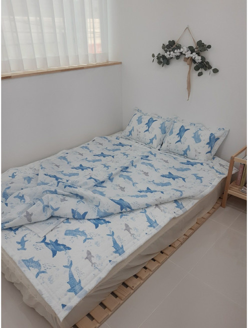 동행침장 상어여름서어서커 누빔이불4칼라, 블루