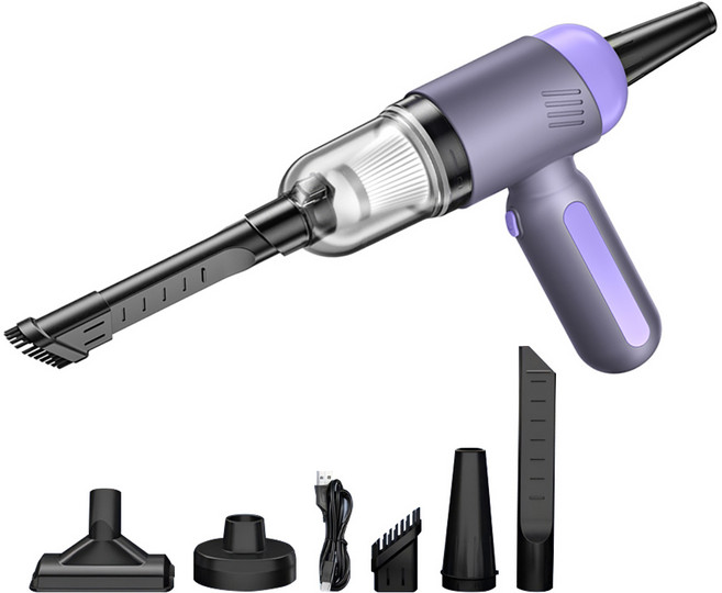 GGAGU 무선 청소기 차량용 다용도 먼지흡입+바람부는 겸용 초강력 미니 소형 핸디청소기 송풍기 에어건, 퍼플