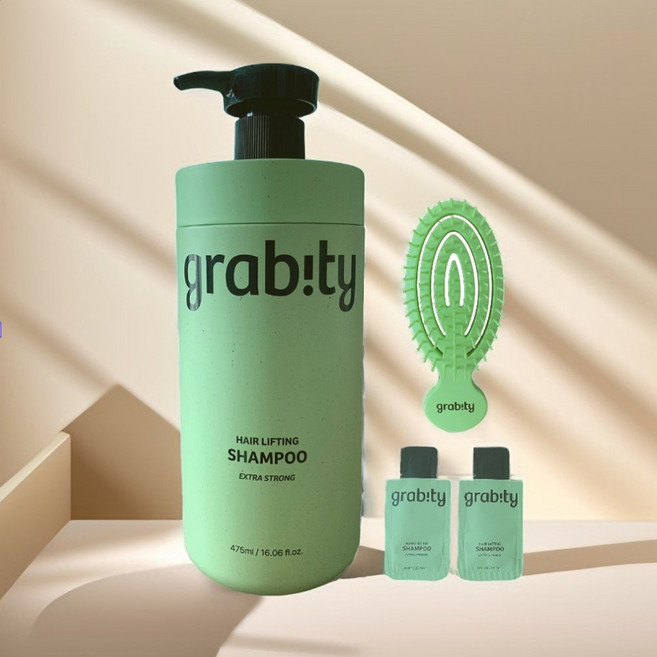 [최신제조 /475ml+4ml+4ml+볼륨 브러쉬] 그래비티 헤어리프팅 샴푸 엑스트라 스트롱 475ml, 1개