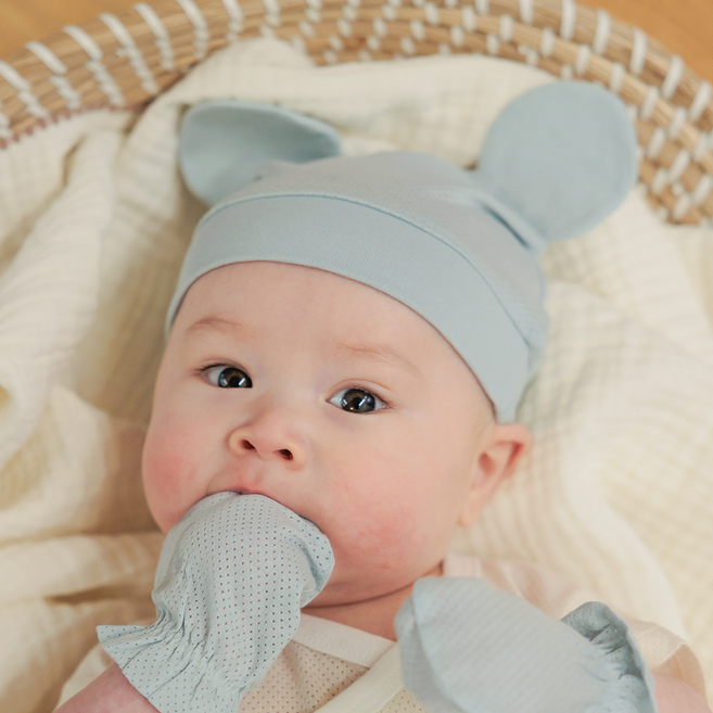 메르베 코튼메쉬 아기모자 봄 여름 신생아 딸꾹질모자 태열 방지 매쉬모자