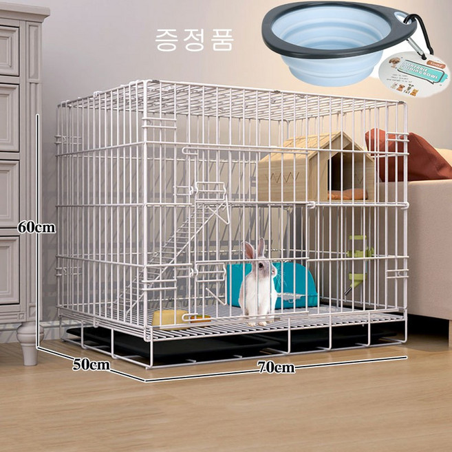 티지피 반려동물 접이식 이층 사각 케이지, 1세트, 화이트