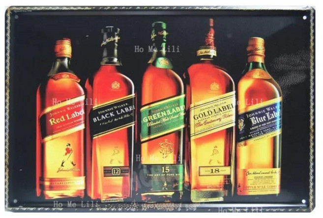 조니 워커 위스키 동굴 금속 주석 기호 빈티지 스타일 벽장식 커피 홈, 1개, 1. Johnnie Walker / B. 40x30cm