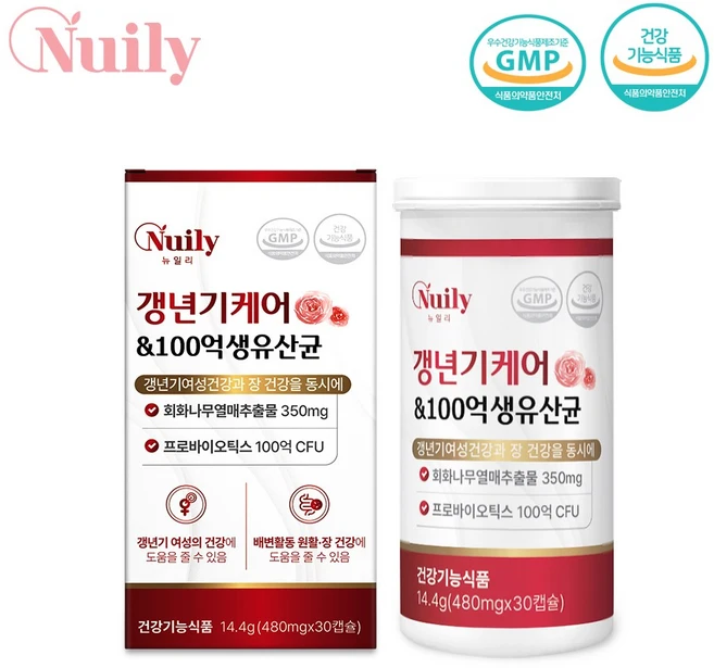 뉴일리 갱년기케어 & 100억 생유산균 갱년기여성 장건강케어 480mg, 1개, 30정 - 쿠팡
