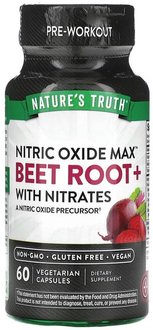 네이처스트루 Nitric Oxide 레드비트 60정 질산염 함유 베타인 비트쥬스 사탕무, 1개 - 쿠팡