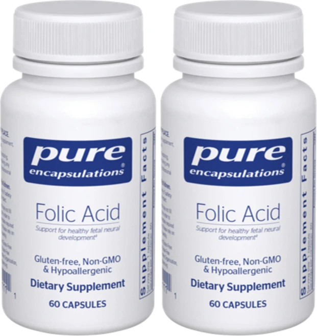 Pure Encapsulations Folic Acid 퓨어 인캡슐레이션 60캡슐 2팩, 60정, 2개 - 쿠팡