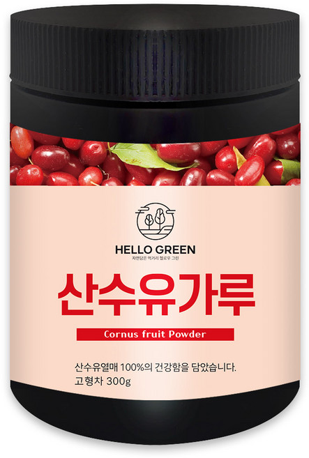 헬로우그린 헬로우 그린 국산 국내산 구례 산수유 분말 가루 300g, 1개