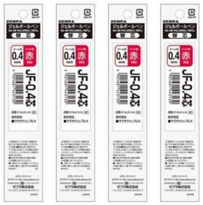 제브라 젤잉크 JF 리필심 0.4mm JF-0.4 빨강색 (4개묶음)