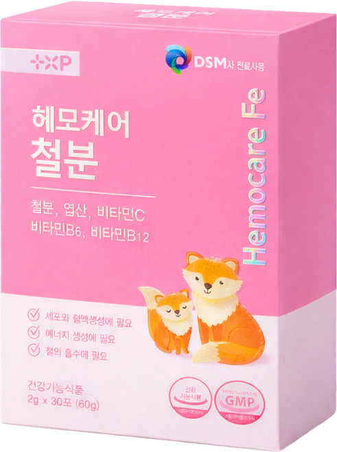 여성 아이 어린이 소아 함께 먹는 체내 흡수율 높은 스페인산 리포퍼 헤모케어 철분제, 1세트, 30정