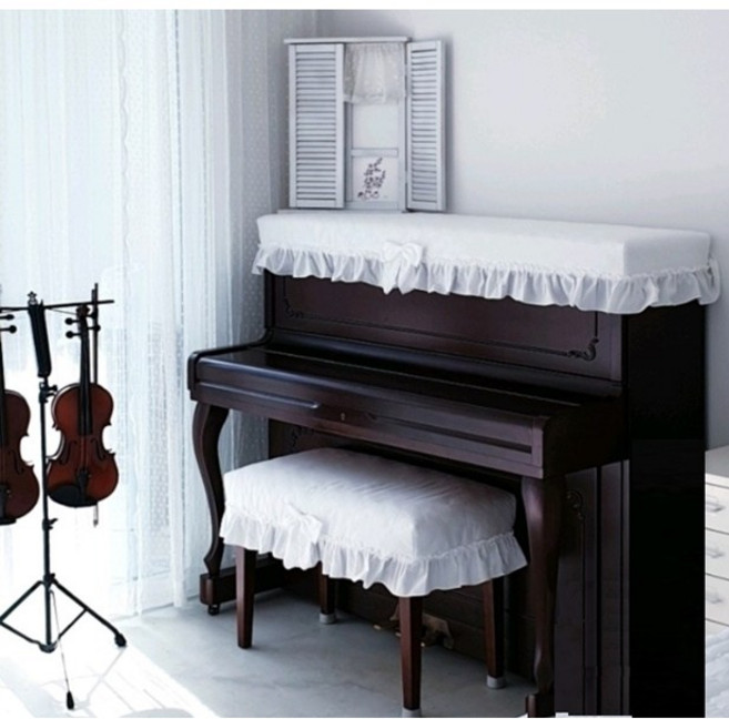 러블리하우스 피아노덮개+의자커버 맞춤제작, 워싱백아이보리색 덮게+의자, 1개