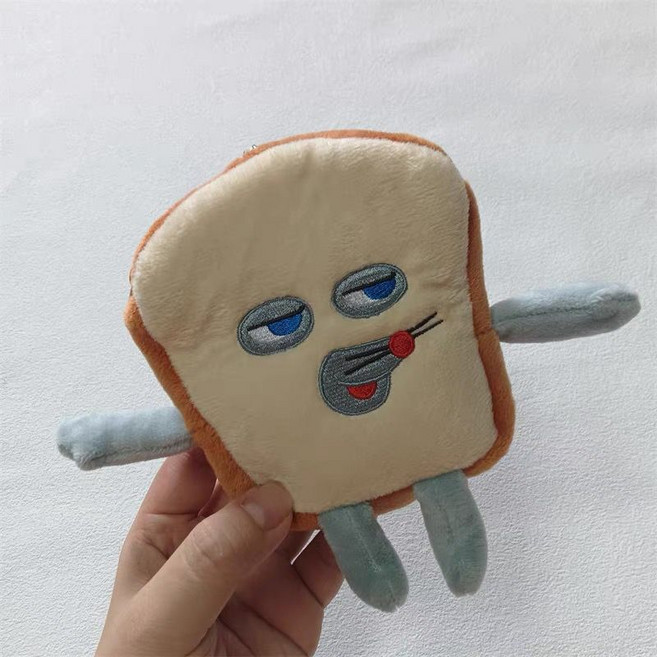 吐司麵包小偷造型毛絨零錢包 伸縮卡包, 1個, 面包小偷毛絨卡包