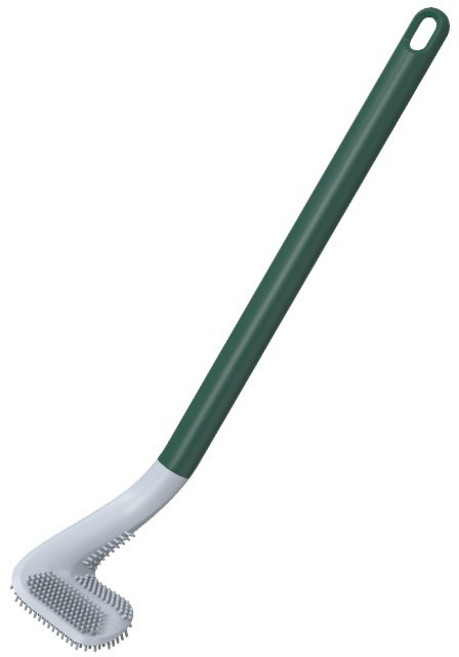 1+1 꺾이는 실리콘 변기솔 욕실 변기 청소 빈틈 커브형 후크 청소솔 틈새 세척솔, 그린1P+블랙1P