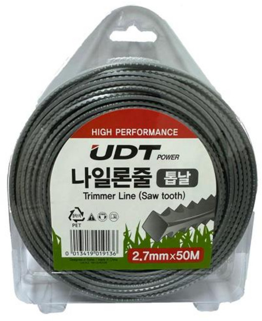 8위 - UDT예초기액세서리 나일론줄 2.7mm - 50M(톱날형), 1개