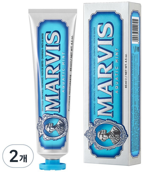 마비스 아쿠아 민트 치약, 85ml, 2개