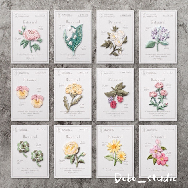 依秀 植物花朵刺繡貼, 1個, 隨機出貨, Multi-color