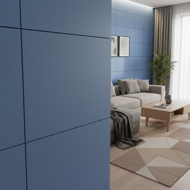 비앤비 국내 제조 폴리에스터 방음 단열 벽 패널 흡음재+차음재 결합 방음아트보드 500*500*14mm 현관문 방문 방음 단열, 블루, 20개, 블루