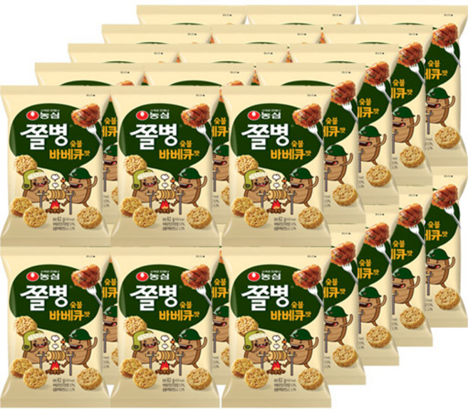 농심 쫄병스낵 숯불바베큐맛 82g 30봉 라면땅 과자 pro+223kO, 농심 쫄병 숯불바베큐맛 82gx30개(1BOX)