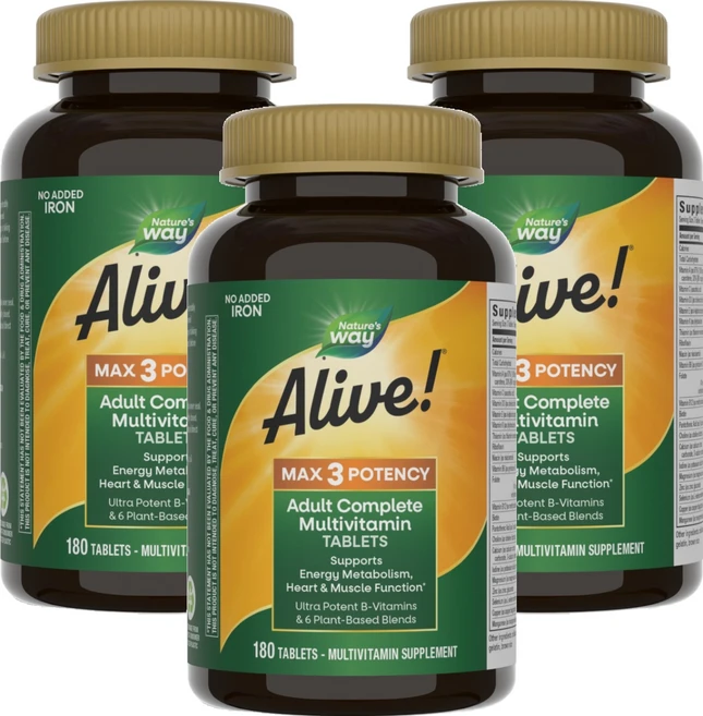 Nature's Way 얼라이브! 맥스 3 데일리 멀티-비타민 타블렛, 180정, 3개 - 쿠팡