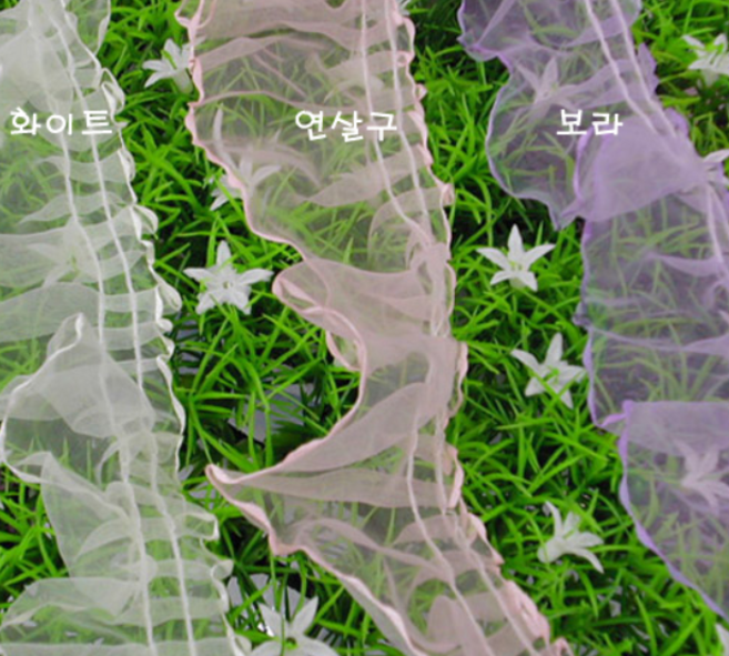 릴리패브릭 레이스오간디칼라주름, 보라, 1개