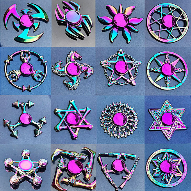 유니커블 레인보우 메탈 피젯 스피너 R188 스틸 베어링 회전 핸드 토이 키덜트 손 장난감 스트레스해소 집중력향상, wf101 2, 1개