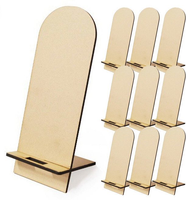 키득키득 우드공예 MDF DIY 아치형 핸드폰 거치대 휴대폰 스마트폰 스탠드, 10개, 단일