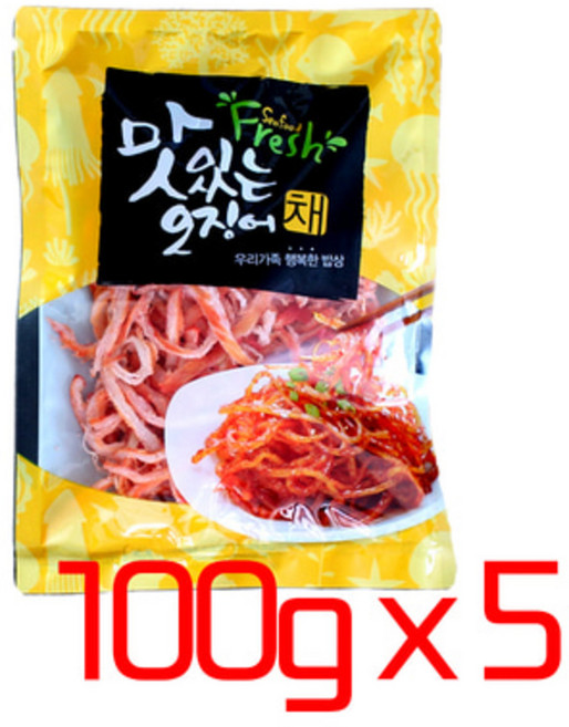 홍진미채 100g 5개 국내 가공 오징어채 (100g x 5봉), 1개