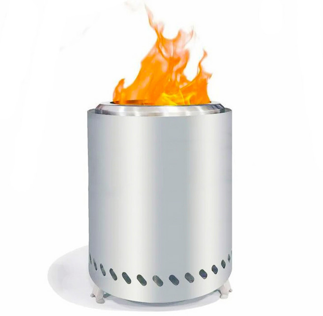 304不鏽鋼火箭爐 登山爐 小柴爐 圍爐 附收納袋 室內庭院爐, 原色, 1個