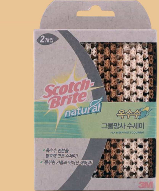 내츄럴 옥수수 그물망사 수세미 2개입 설거지수세미