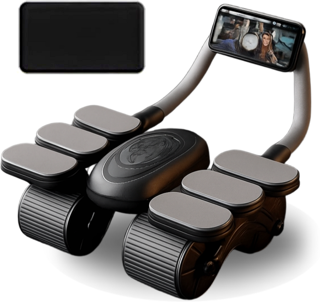 원버스 4륜 AB 슬라이드 복근 운동기구 + 무릎패드, 블랙, OBABSLBLK001