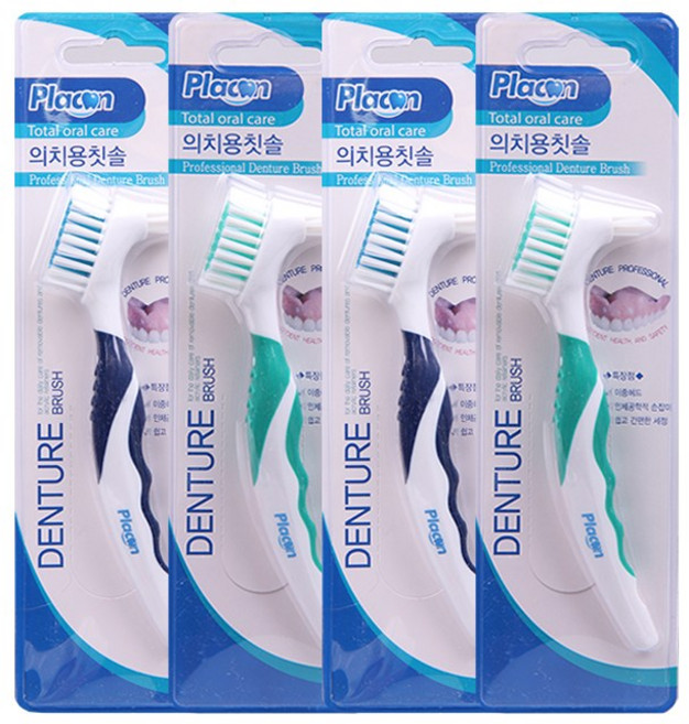 플라콘 틀니전용칫솔 1개 틀니칫솔, 1개입, 4개