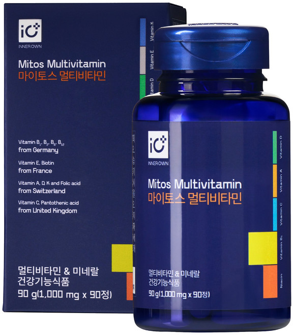고순도 NMN 마이토스 멀티비타민 1000mg 식약처 GMP 인증 저속노화 피로회복 활력 영양제, 1개, 90정