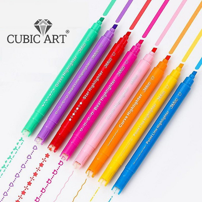 (다꾸세트)형광펜 다이어리꾸미기 세트 양쪽 다꾸 용품 템 펜 예쁜 문구 큐빅아트마카롱펜 8색, 3) (2셋트)형광1+0.5젤1__5%추가할인