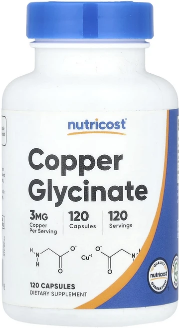 Nutricost 구리 글리시네이트 3mg 캡슐 120정, Nutricost구리글리시네이트3mg캡슐120정, 1개 - 쿠팡
