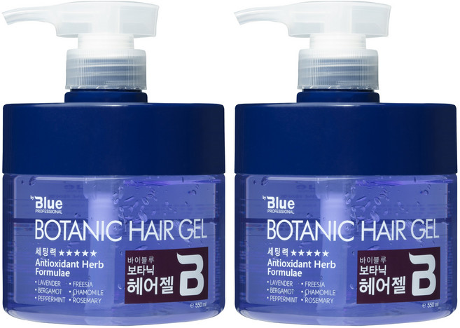 [리힘] 바이블루 보타닉 헤어젤 550ml x 2 더블세트 강력 고정 윤기 스타일링, 2개