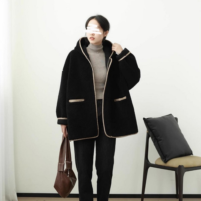 루스리더 여성 캐시미어 데일리 뽀글이 후드자켓 V459