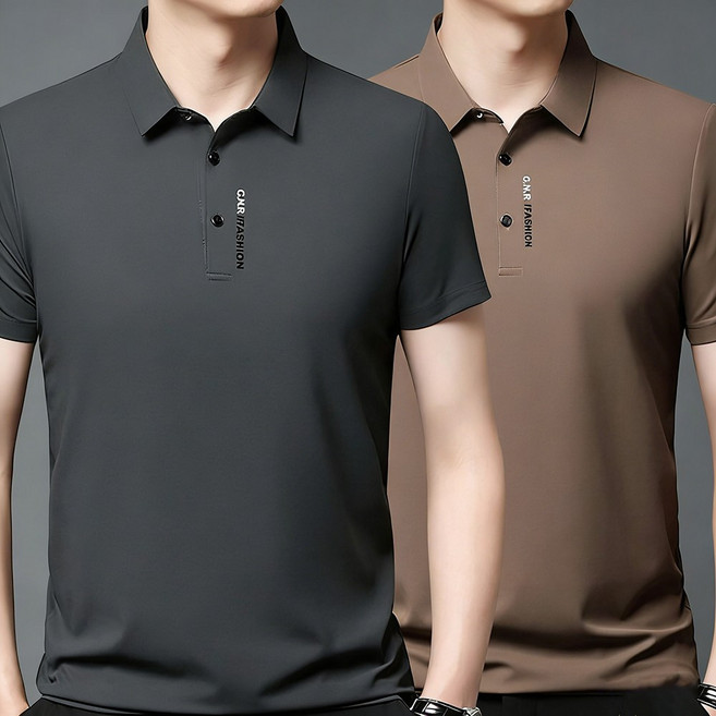 로르카 1+1 (2종세트) 남성 카라넥 반팔 아이스쿨링 슬림핏 심플 캐주얼 티셔츠 U02032127